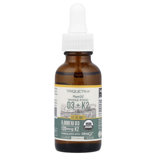 Plant-D3 D3 Aliment Entier + K2, Force Maximale 1