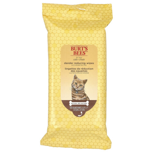 Burt's Bees Burt's Bees, Dander Reducing Wipes with Colloidal Oat Flour, For Cats, 50 Count