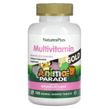 NaturesPlus, Animal Parade Gold, Kinder-Kau-Multivitaminpräparat, Wassermelone, 120 tierförmige Tabletten