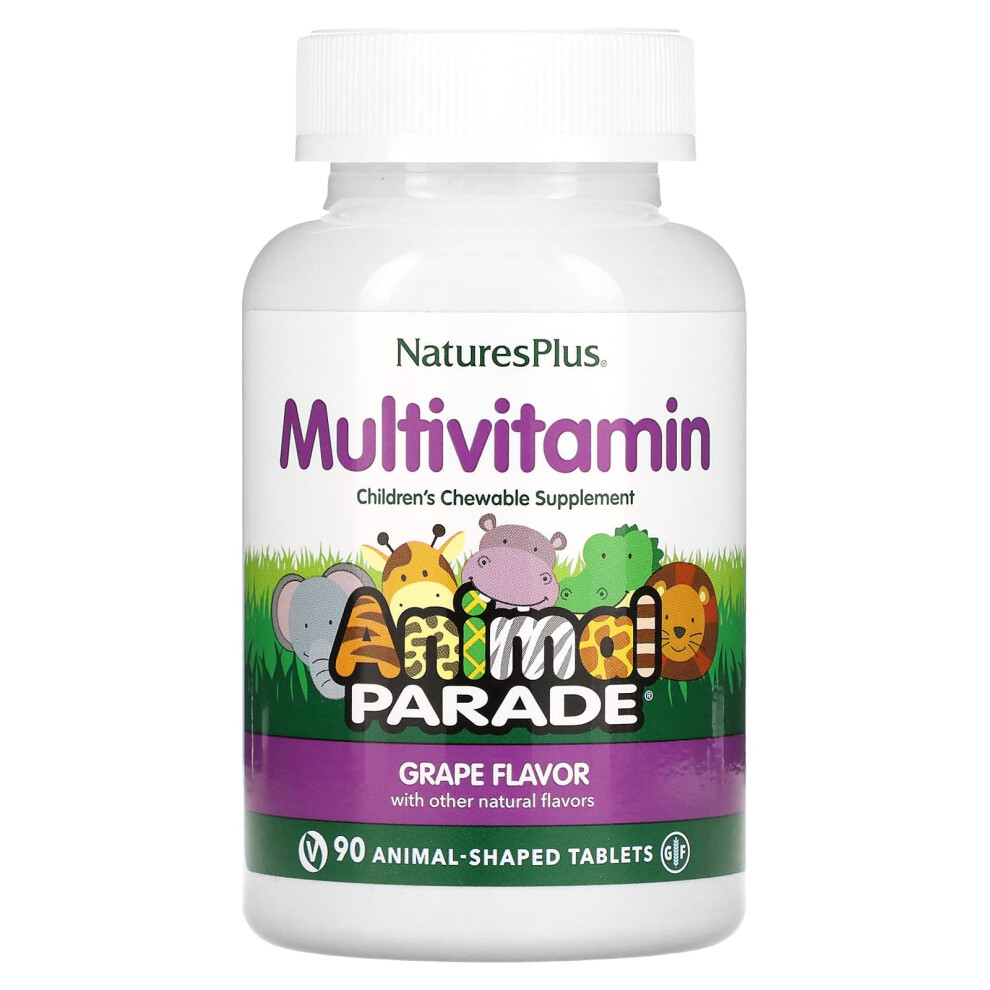 Naturesplus , Animal Parade, Children's Chewable Multivitamin Supplement, Grape, 90 Animal-Shaped Tablets