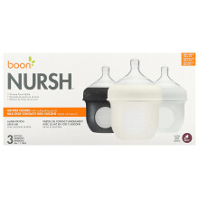 Boon, Nursh, Silikon-Beutelflasche, 0m+, Langsam, 3 Flaschen, je 4 oz (118 ml)