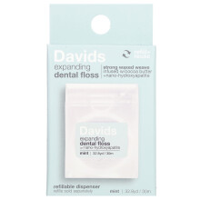 Davids Natural Toothpaste, Fil Dentaire Expansible, Menthe, 32,8 yd (30 m)