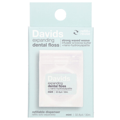 Davids Natural Toothpaste, Expanding Dental Floss, Mint, 32.8 yd (30 m)