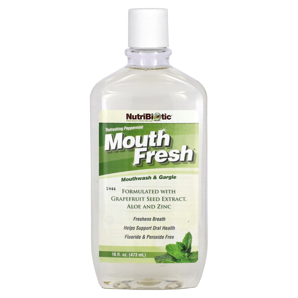 Nutribiotic , Mouth Fresh, Mouthwash & Gargle, Refreshing Peppermint, 16 Fl Oz (473 Ml)