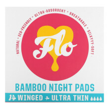 Here We Flo, Bamboe Nachtpads Ultra Dunne met Vleugels, 14 Nachtpads