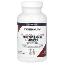 Kirkman Labs, MultiVitamines et Minéraux à Croquer pour Enfants au Xylitol, Mangue Pêche Naturelle, 120 Comprimés