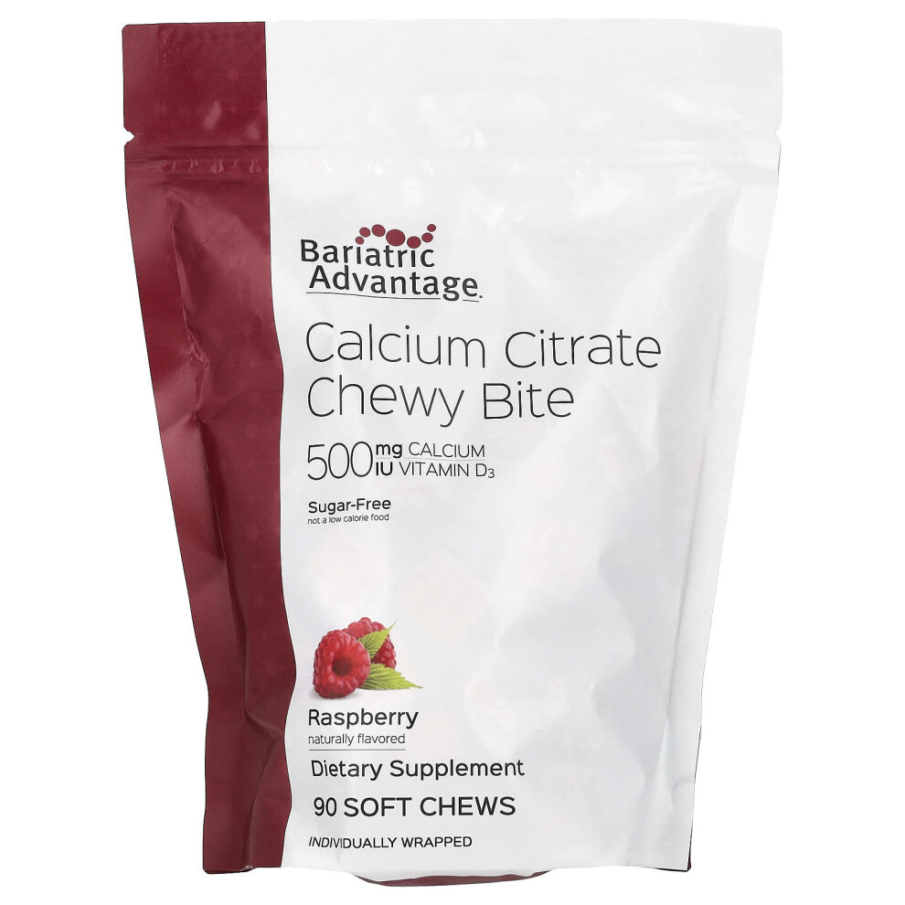 Bariatric Advantage , Calcium Citrate Chewy Bite, Sugar-Free, Raspberry, 90 Soft Chews