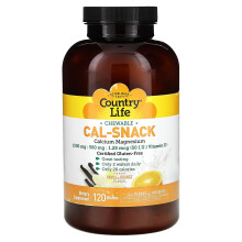 Country Life, Cal-Snack, Calcium Magnésium à Croquer, Vanille Orange, 120 Galettes
