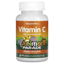 NaturesPlus, Source of Life, Animal Parade, Vitamin C, Orangensaft, 90 Tierförmige Tabletten