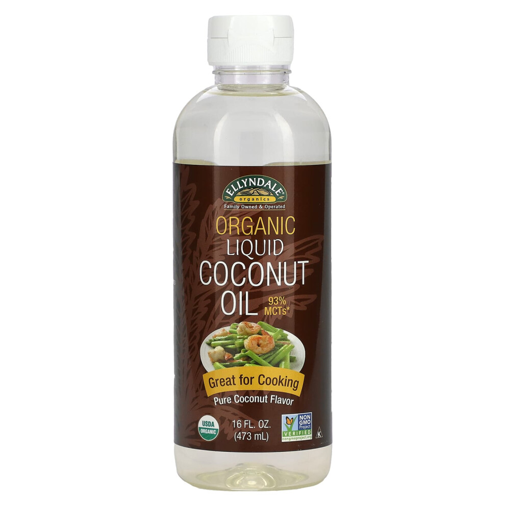 Now Foods , Ellyndale Organics, Organic Liquid Coconut Oil, Pure Coconut, 16 Fl Oz (473 Ml)