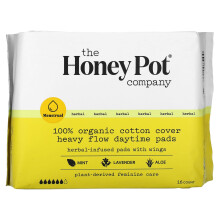 The Honey Pot Company, Serviettes Jour Flux Abondant Couverture 100% Coton Bio, 16 Unités