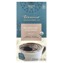 Teeccino, Tisane Torréfiée, Pissenlit Noix de Coco, Sans Caféine, 25 Sachets de Thé, 5,3 oz (150 g)