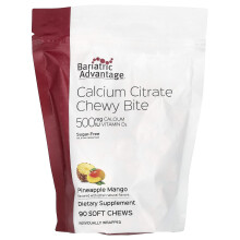 Bariatric Advantage, Morceau à Mâcher au Citrate de Calcium, Sans Sucre, Ananas Mangue, 90 Morceaux à Mâcher