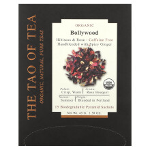 The Tao of Tea, Thé Hibiscus et Rose, Bollywood Biologique, Sans Caféine, 15 Sachets Pyramid, 1,58 oz (45 g)