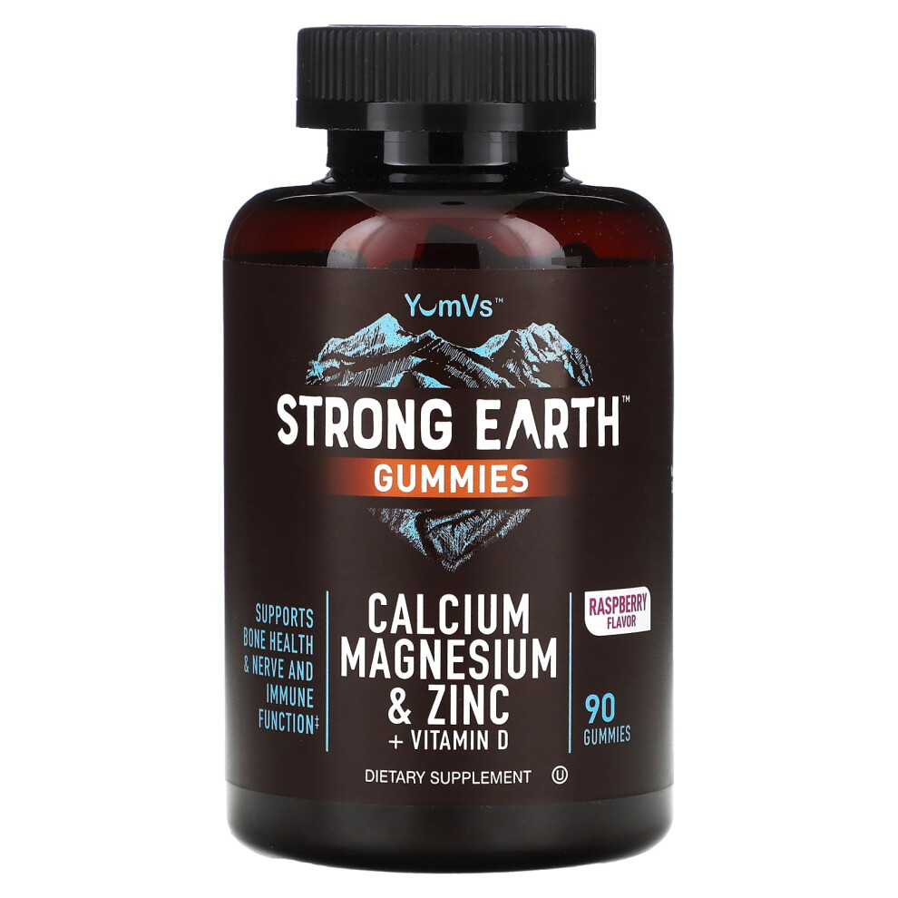 Yumv's , Strong Earth Gummies, Calcium, Magnesium & Zinc + Vitamin D, Raspberry, 90 Gummies