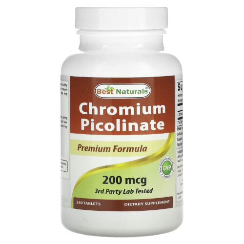 Best Naturals, Picolinate de Chrome, 200 mcg, 240 Comprimés