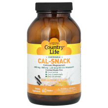 Country Life, Cal-Snack, Calcium Magnésium à Croquer, Vanille Orange, 60 Gaufrettes