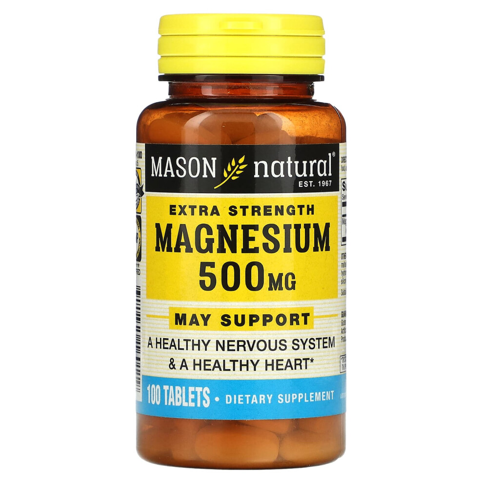 Mason Natural , Magnesium, Extra Strength, 500 Mg, 100 Tablets