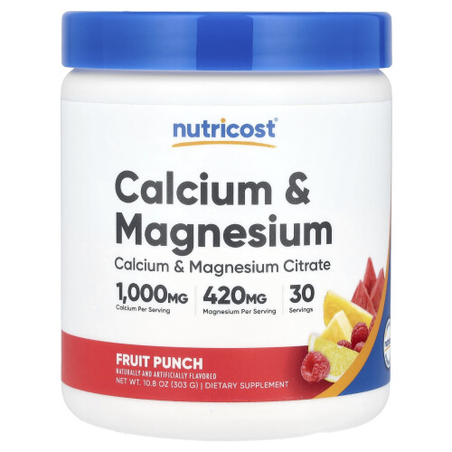 Nutricost, Calcium & Magnésium, Fruit Punch, 10,8 oz (303 g)