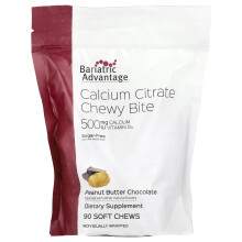 Bariatric Advantage, Morceau à Mâcher au Citrate de Calcium, Sans Sucre, Beurre de Cacahuète Chocolat, 90 Morceaux à Mâcher