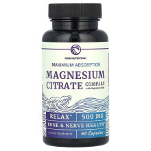Nobi Nutrition, Magnesiumcitrat-Komplex mit Magnesiumoxid, Maximale Absorption, 500 mg, 60 Kapseln