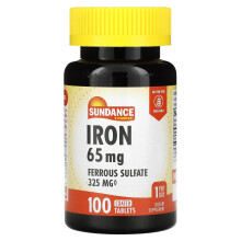 Sundance Vitamins, Eisen, 65 mg, 100 überzogene Tabletten