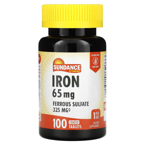 Sundance Vitamins, Eisen, 65 mg, 100 überzogene Tabletten