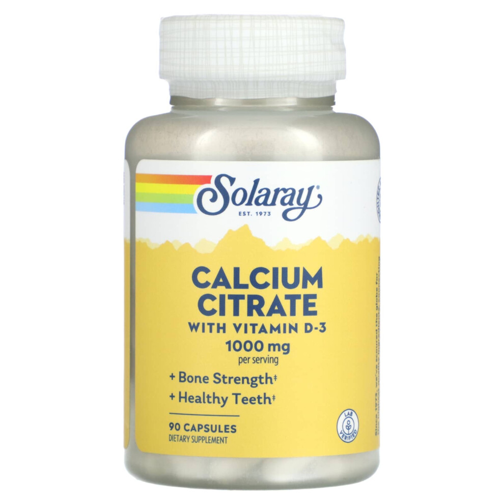 Solaray , Calcium Citrate With Vitamin D-3, 1,000 Mg, 90 Capsules