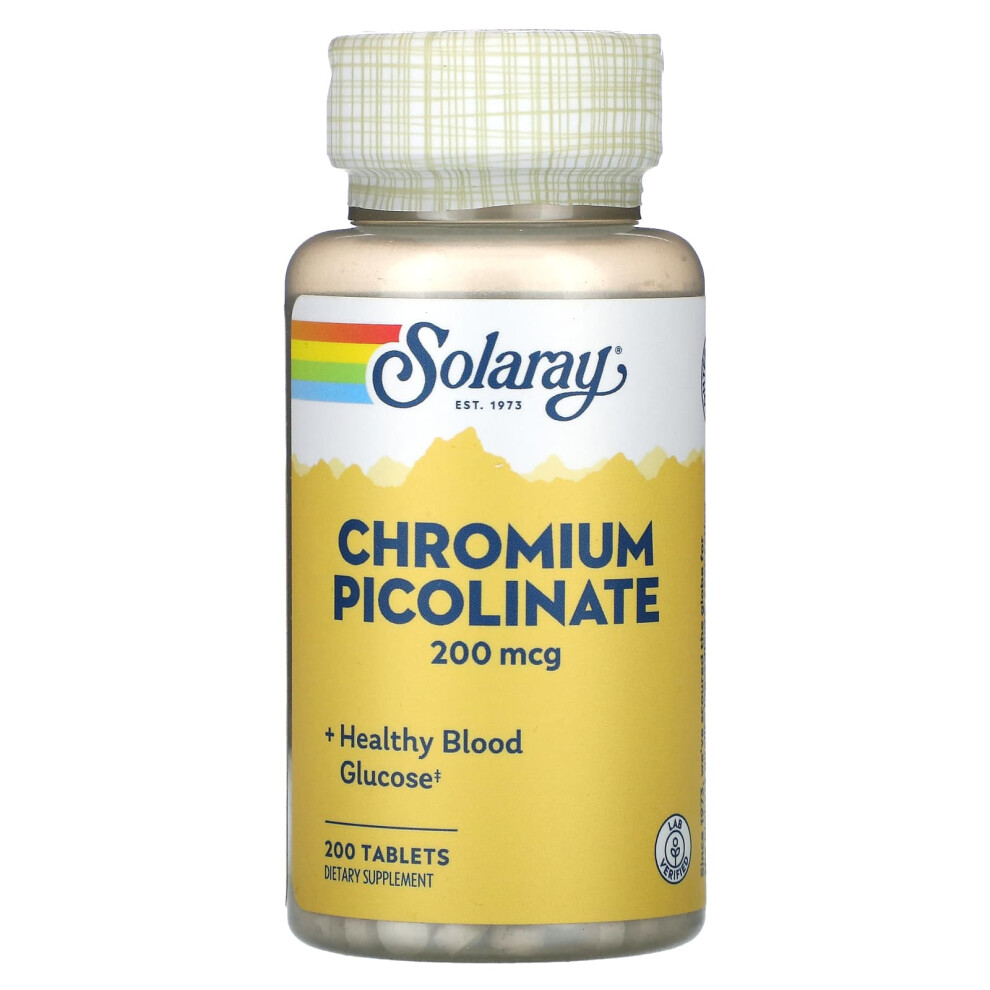 Solaray , Chromium Picolinate, 200 Mcg, 200 Tablets