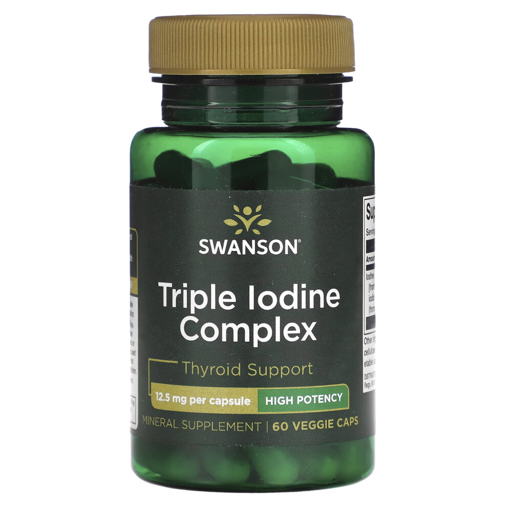 Swanson , Triple Iodine Complex, High Potency, 12.5 Mg, 60 Veggie Caps
