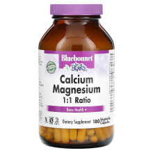Bluebonnet Nutrition, Calcium Magnesium 1:1 Verhältnis, 180 pflanzliche Kapseln
