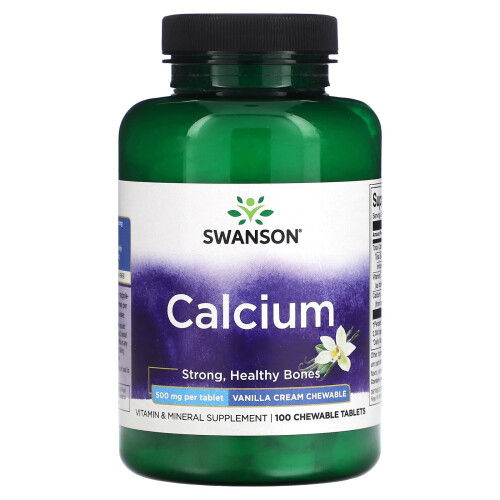 Swanson, Calcium, Crème Vanille, 500 mg, 100 Comprimés à Croquer