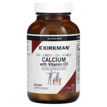 Kirkman Labs, Calcium à Croquer pour Enfants avec Vitamine D3, Chocolat Naturel, 120 Comprimés