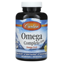 Carlson, Omega Complete Gems, Omega 3-6-9, Natürliche Zitrone, 90 Soft Gels