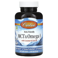 Carlson, MCT & Omega-3 mit Kokos- und Fischöl, 60 Weichkapseln