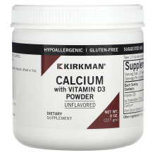 Kirkman Labs, Poudre de Calcium avec Vitamine D3, Sans Arôme, 8 oz (227 g)