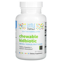 Little DaVinci, Kautabletten Kidbiotic, Natürliche Tropenfrucht, 90 Tabletten