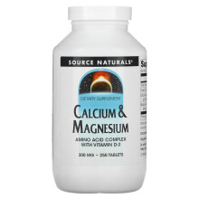Source Naturals, Calcium & Magnésium, 300 mg, 250 Comprimés