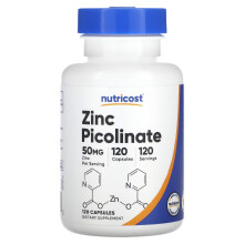 Nutricost, Zinkpicolinat, 50 mg, 120 Kapseln