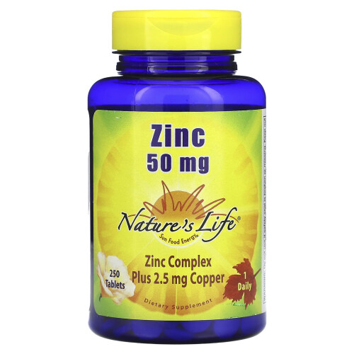 Nature's Life, Zink, 50 mg, 250 Tabletten