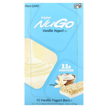NuGo Nutrition, Barre Originale, Yaourt à la Vanille, 15 Barres, 1,76 oz (50 g) Chacune