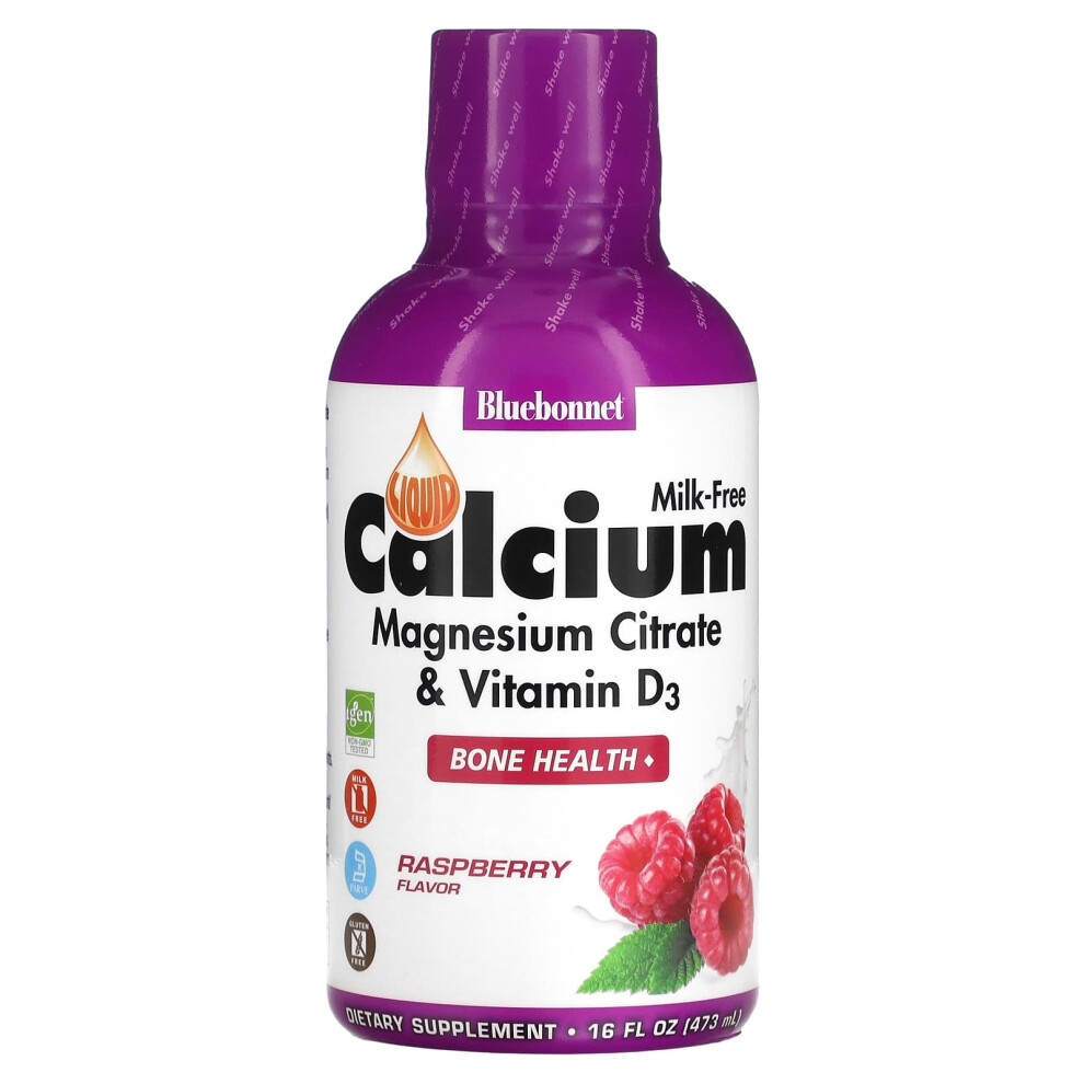 Bluebonnet Nutrition , Liquid Calcium, Magnesium Citrate & Vitamin D3, Raspberry, 16 Fl Oz (473 Ml)