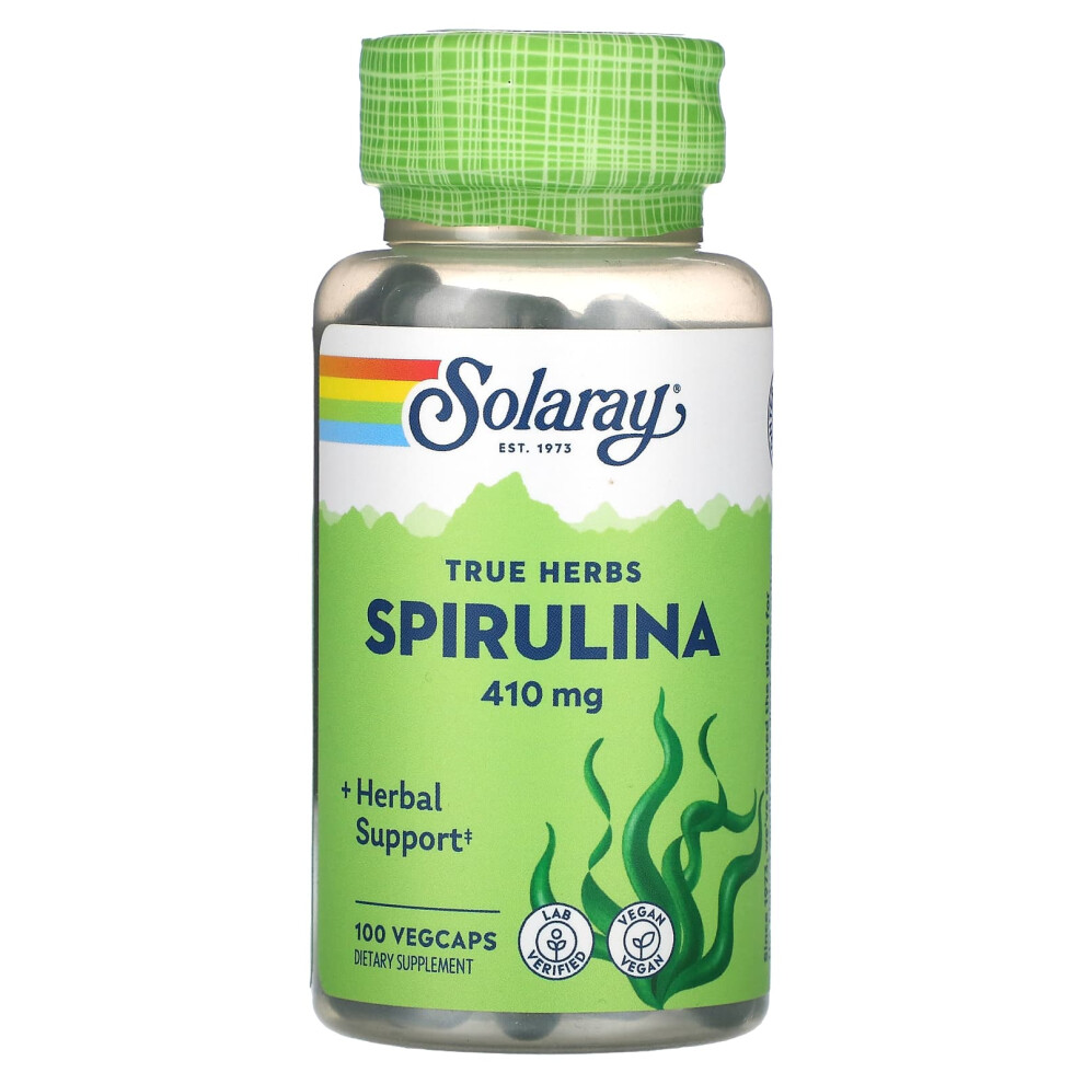 Solaray , True Herbs, Spirulina, 410 Mg, 100 Vegcaps