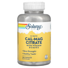 Solaray, Cal-Mag Citrat 2:1 Verhältnis, 180 Kapseln