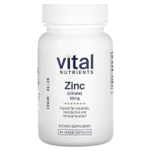 Vital Nutrients, Zink (Citrat), 30 mg, 90 Vegane Kapseln