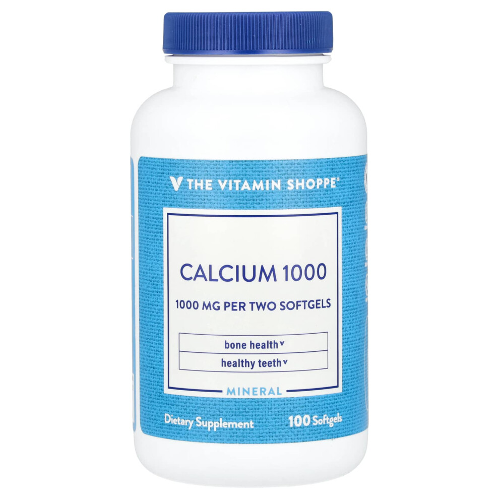 The Vitamin Shoppe , Calcium 1000, 1,000 Mg, 100 Softgels (500 Mg Per Capsule)