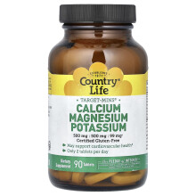Country Life, Target-MinsÆ, Calcium Magnésium Potassium, 90 Comprimés