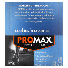 NuGo Nutrition, ProMax Protein Riegel, Cookies 'n Cream, 12 Riegel, je 2,64 oz (75 g)