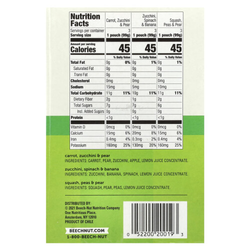 Beech-Nut, Gemüse, 6+ Monate, Sortimentspackung, 9 Beutel, je 3,5 oz (99 g) 1