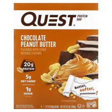 Quest Nutrition, Protein-Riegel, Schokolade Erdnussbutter, 4 Riegel, je 2,12 Unzen (60 g)